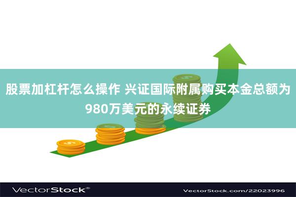 股票加杠杆怎么操作 兴证国际附属购买本金总额为980万美元的永续证券
