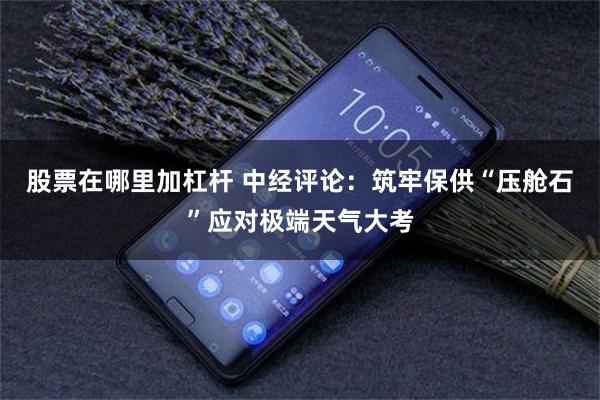 股票在哪里加杠杆 中经评论:筑牢保供“压舱石”应对极端天气大考
