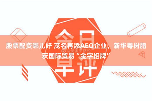 股票配资哪儿好 茂名再添AEO企业，新华粤树脂获国际贸易“金字招牌”