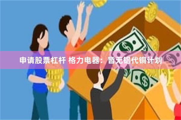 申请股票杠杆 格力电器：暂无铝代铜计划