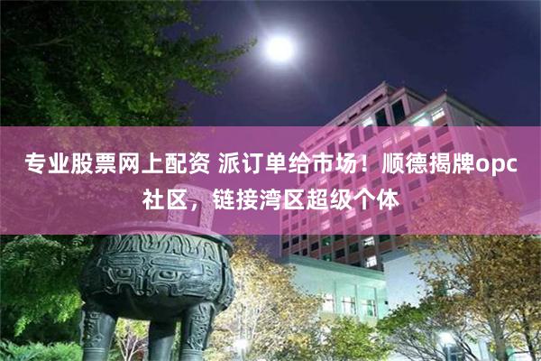 专业股票网上配资 派订单给市场！顺德揭牌opc社区，链接湾区超级个体