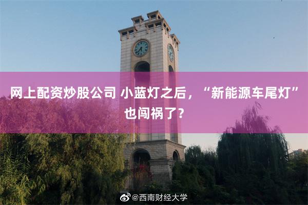 网上配资炒股公司 小蓝灯之后，“新能源车尾灯”也闯祸了？