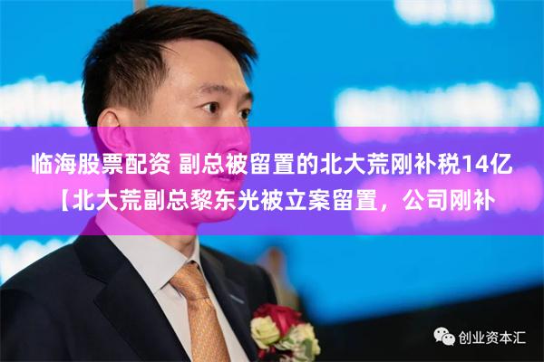 临海股票配资 副总被留置的北大荒刚补税14亿【北大荒副总黎东光被立案留置，公司刚补