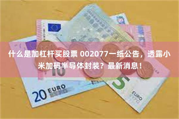 什么是加杠杆买股票 002077一纸公告，透露小米加码半导体封装？最新消息！